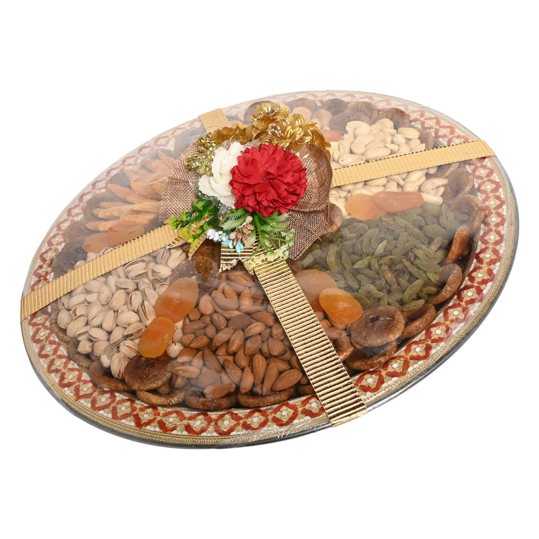 Premium Festive Dry Fruit Gift Platter – Assorted Nuts & Dried Fruits (Decorative Tray)
