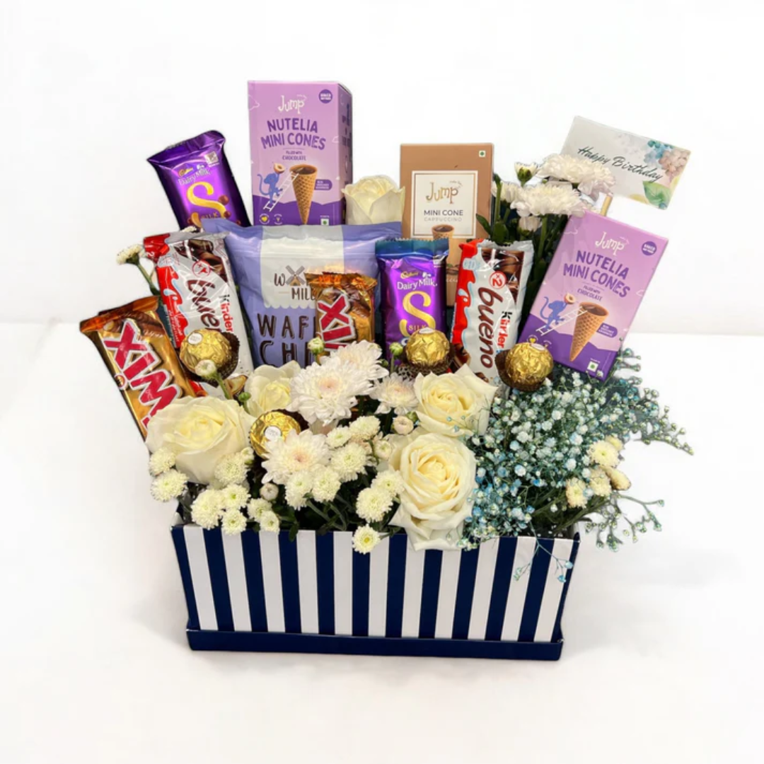 🍫 Premium Chocolate & Floral Gift Hamper – Birthday / Anniversary Celebration Box